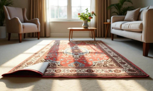 Why might slightly patterned floors hide small accidents better than plain ones