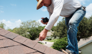 Why should you be cautious if you see water stains that appear only after certain winds or storms